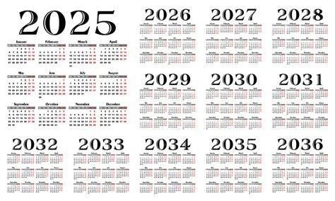 10 Year Calendar