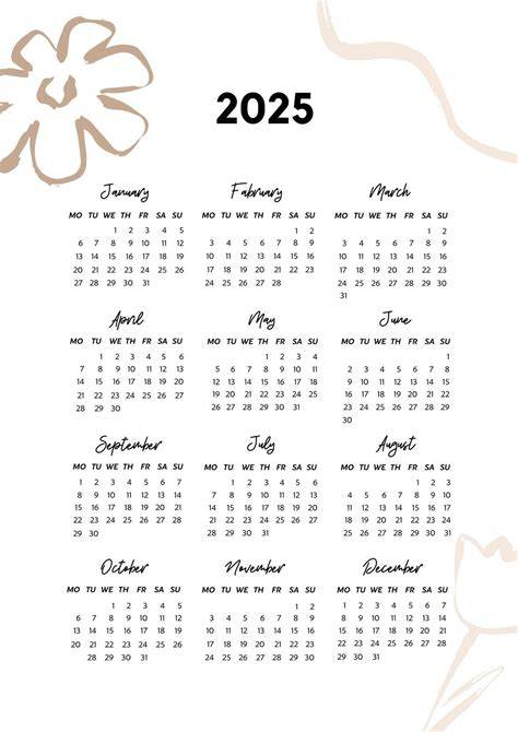 11x14 Poster Calendar 2025