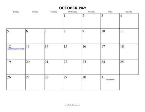 1969 October Calendar