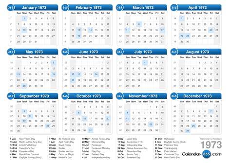 1973 Calendar July