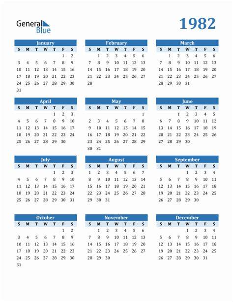 1982 Year Calendar