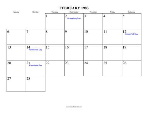 1983 February Calendar