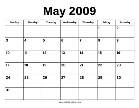 2009 May Calendar