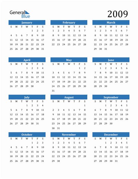 2009 Printable Calendar