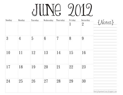 2012 June Calendar