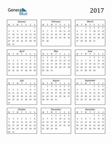 2017 Calendar 2018