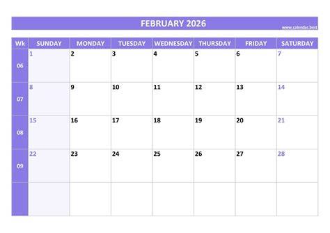 2020 Feb Calendar
