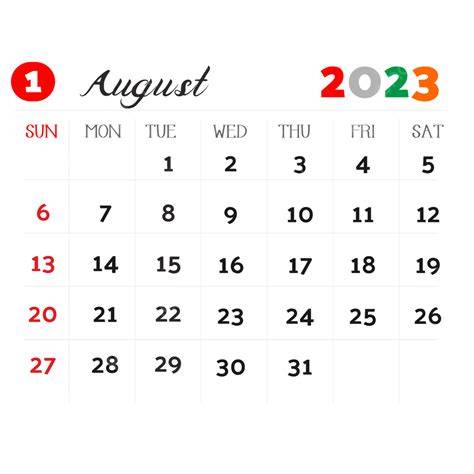 2023 August Calender