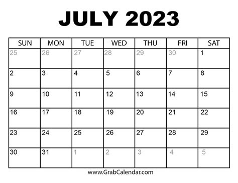 2023 Calendar July
