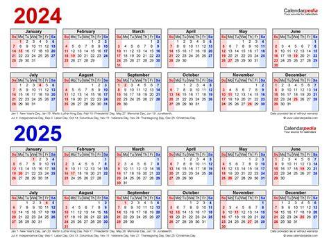 2024 And 2025 Calendar With Holidays