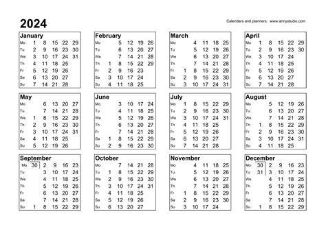 2024 Calendar By Weeks