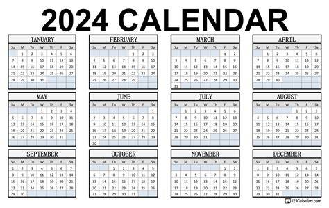 2024 Calendar Yearly