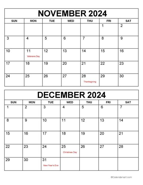 2024 November And December Calendar