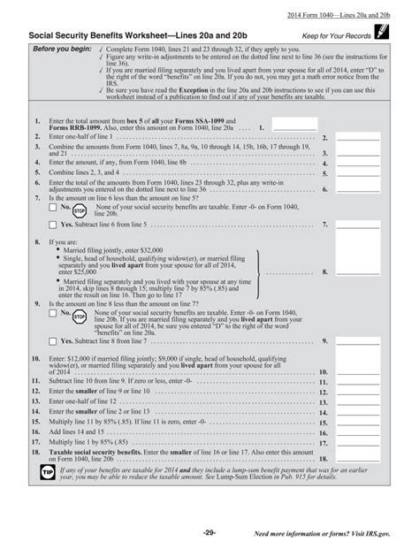 2024 Social Security Worksheet Printable