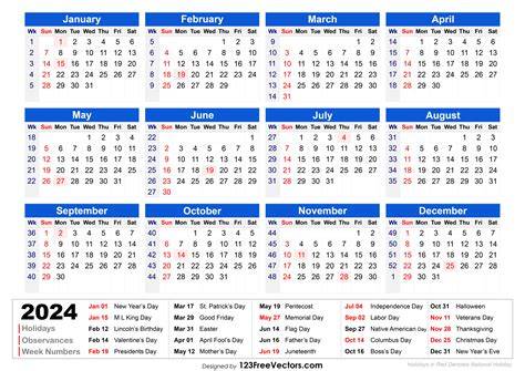 2024 Weekly Calendar Printable