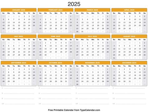 2025 Calendar Dates
