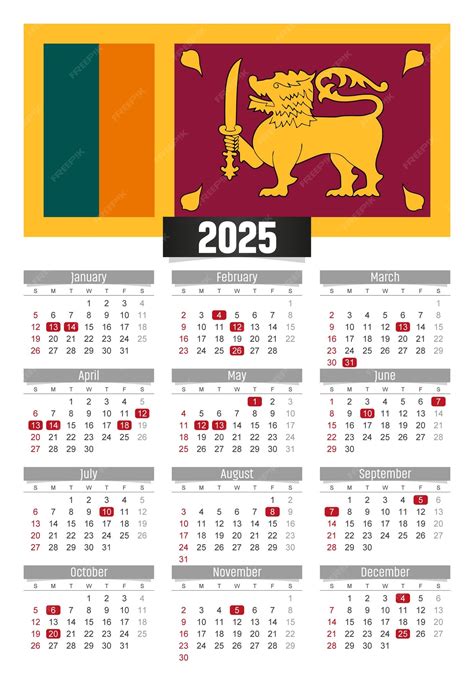 2025 Calendar Sri Lanka