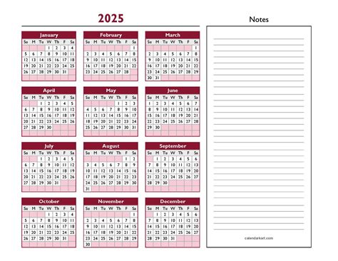 2025 Calendar Template Excel
