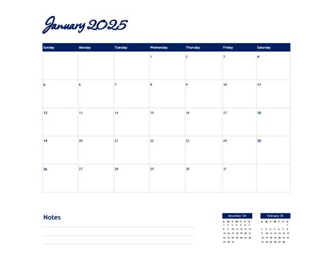 2025 Google Calendar Template