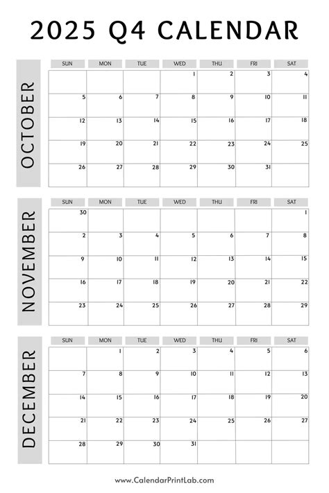 2025 Quarterly Calendar Printable