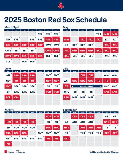 2025 Red Sox Schedule Printable