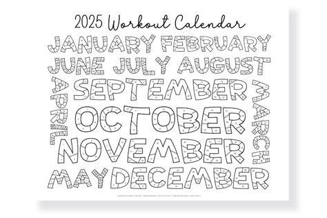 2025 Workout Calendar