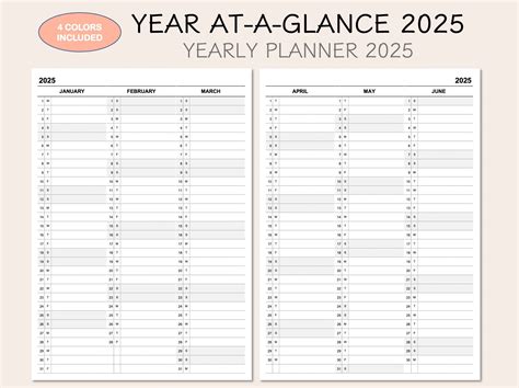 2025 Year At A Glance Printable