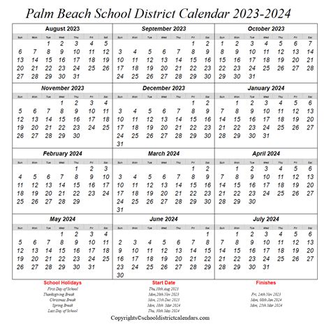 2026 Palm Beach School Calendar