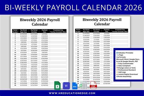 2026 Pay Period Calendar