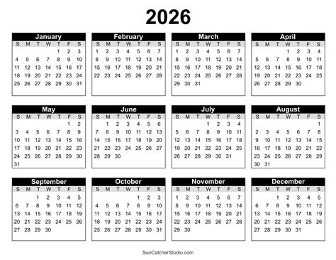 2026 Yearly Calendar