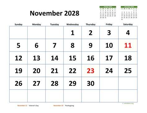 2028 November Calendar