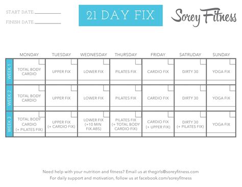 21 Day Fix Printable Calendar