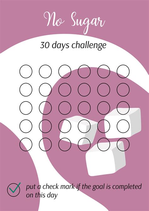 30 Day No Sugar Challenge Calendar