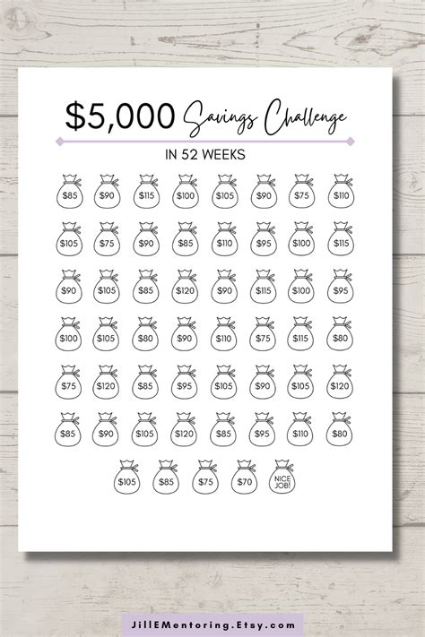 5 000 Savings Challenge Printable
