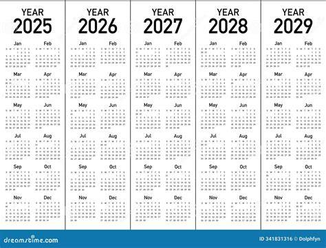5 Year Calendar 2025 To 2029