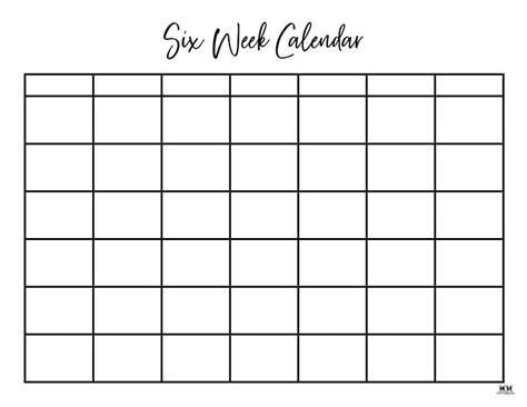 6 Week Calendar Blank