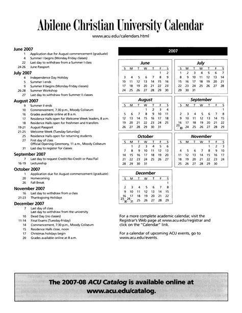 Abilene Christian University Academic Calendar