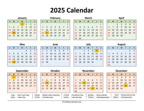 2025 calendar with holidays printable