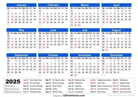 2025 holiday calendar