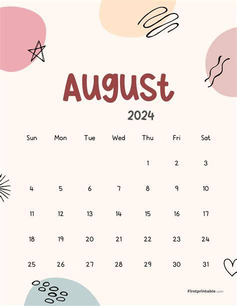 august 2024 calendar cute