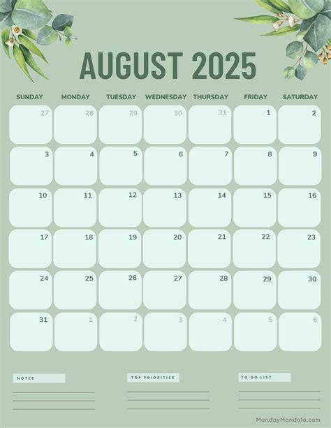 august 2025 calendar