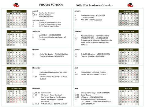 Academic Calendar Fuqua