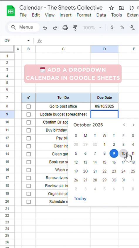 Adding Calendar In Google Sheets
