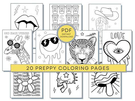 Aesthetic Preppy Coloring Pages Printable