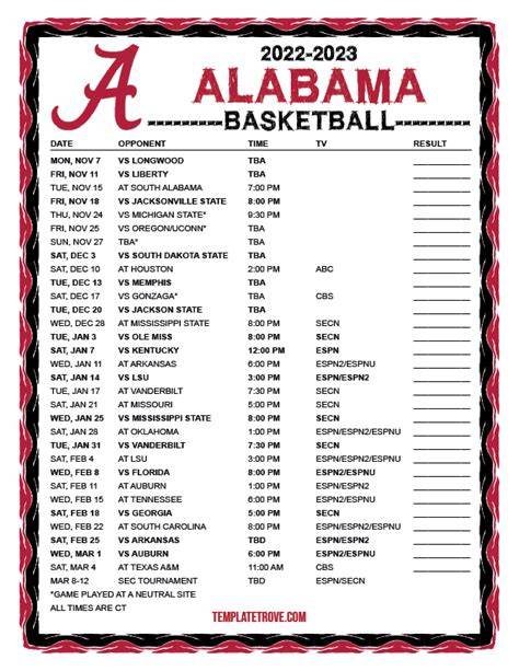 Alabama Football Tv Schedule 2024 Printable