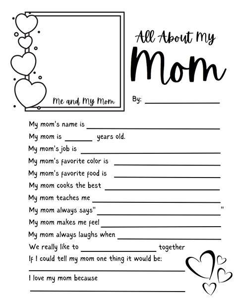 All About My Mom Printable Pdf