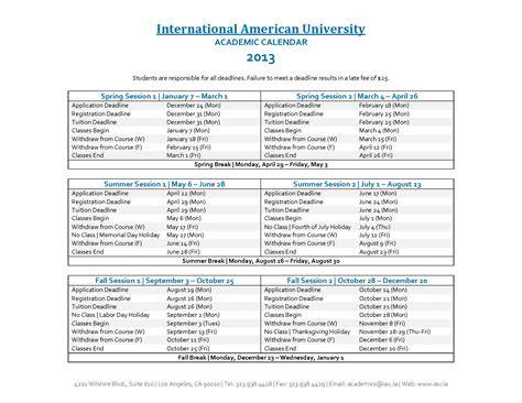 American U Academic Calendar