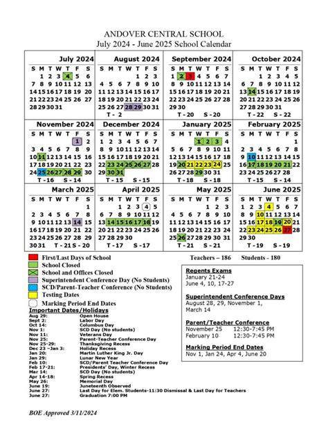 Andover School Calendar 2024 2025