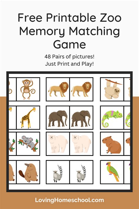 Animal Matching Game Printable