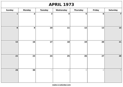 April 1973 Calendar